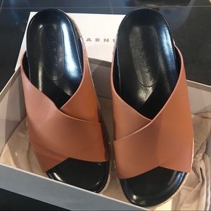 Marni Fussbett Camel Brown Slide Sandal 41